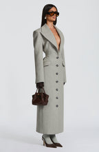 Women's Long Coat Tailored Fit with Peak Lapel - 4