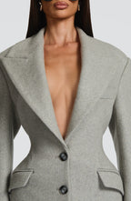 Women's Long Coat Tailored Fit with Peak Lapel - 5