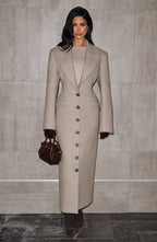 Women's Long Coat Tailored Fit with Peak Lapel - 14