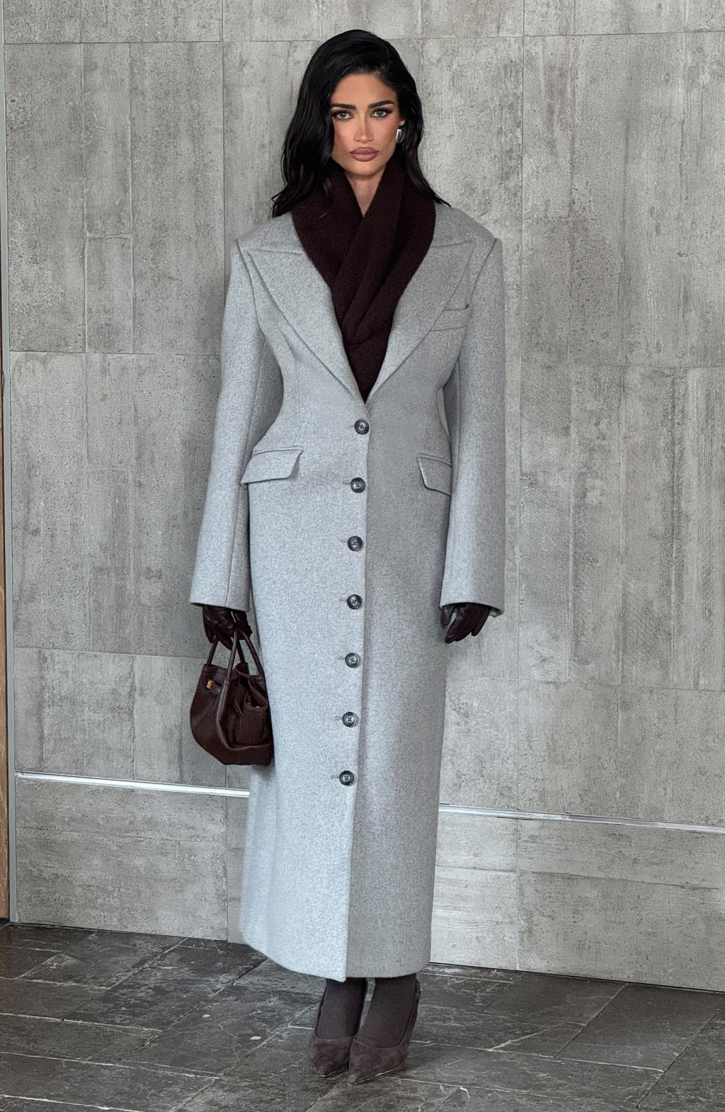 Women's Long Coat Tailored Fit with Peak Lapel - 12