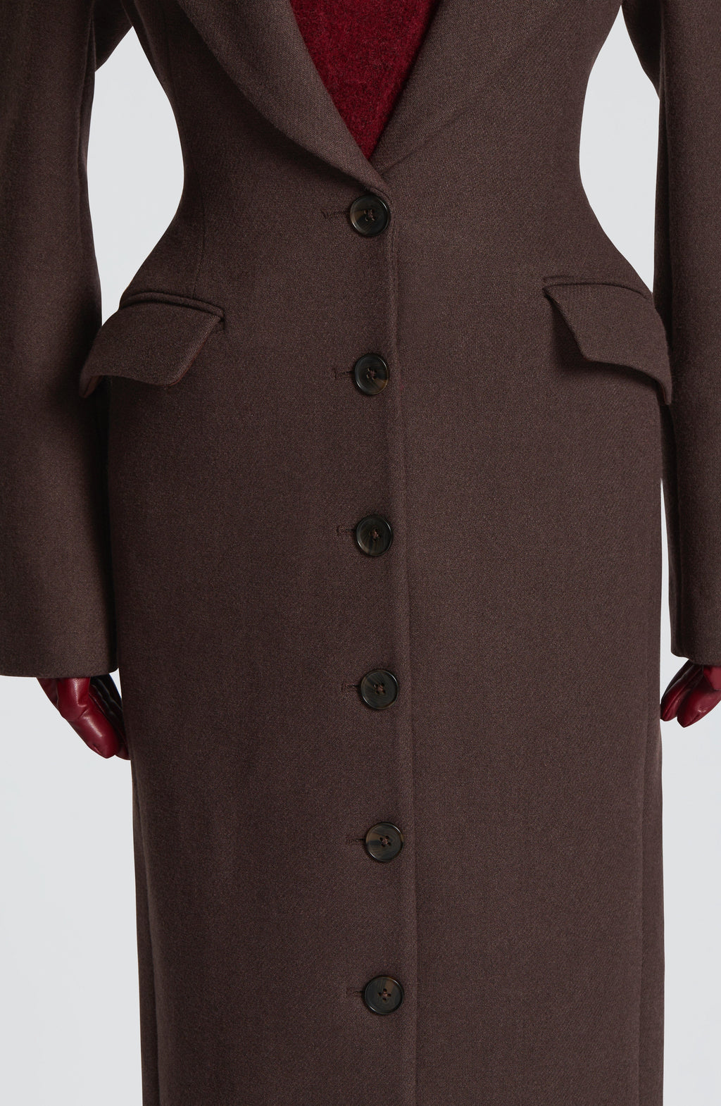 Women's Long Coat Tailored Fit with Notch Lapel and Button Front - 9
