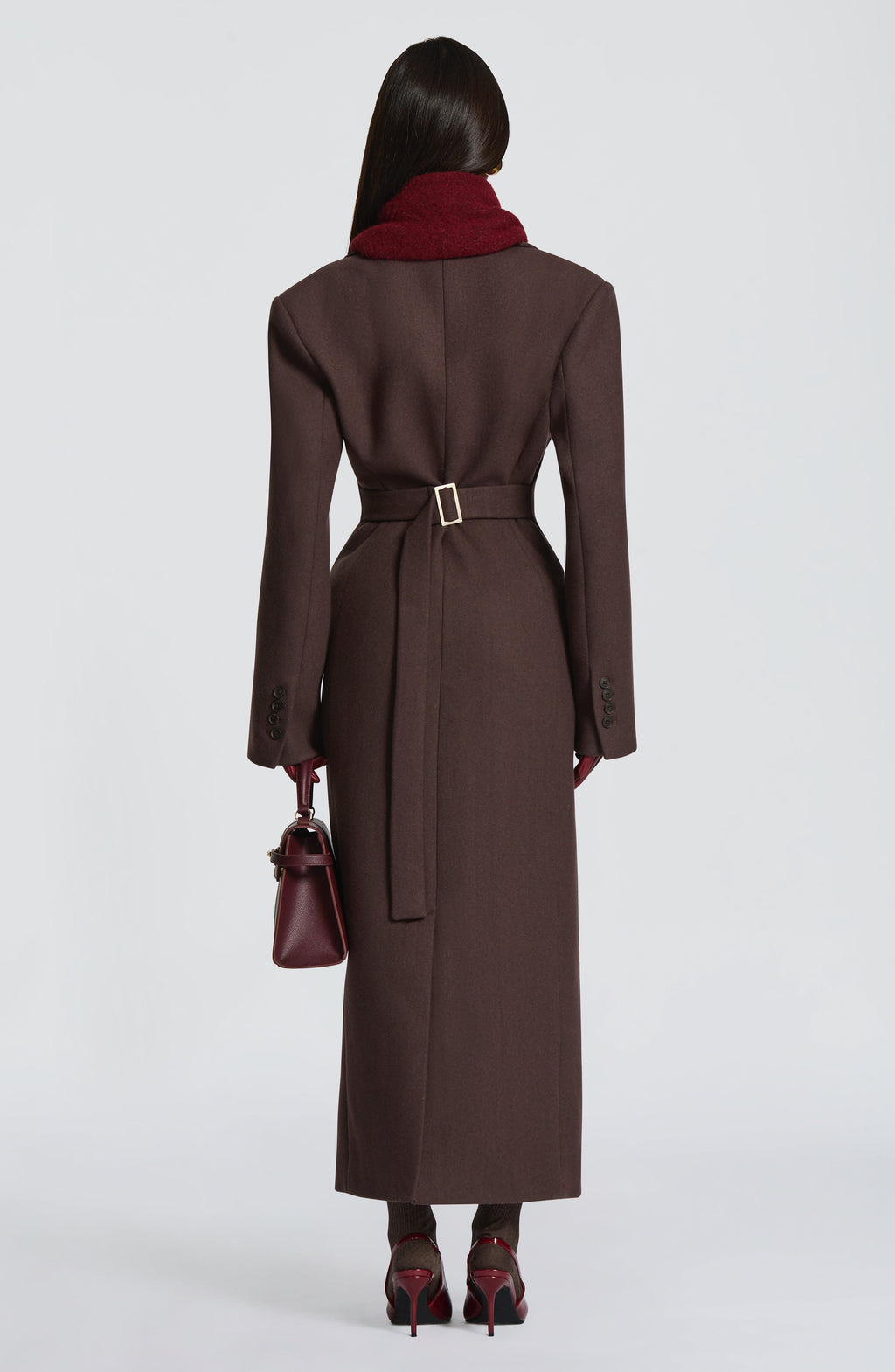 Women's Long Coat Tailored Fit with Notch Lapel and Button Front - 5
