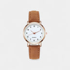 Women's Watch with Slim Strap and Round Case - Brown