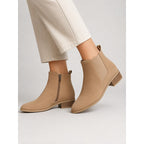 Women's Pointed Toe Chelsea Ankle Boots Low Block Heel - 7