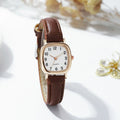 Women's Watch with Faux Leather Strap and Square Dial - Brown White