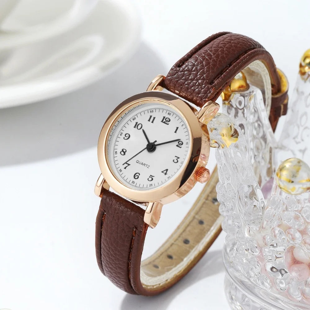 Women's Watch with Faux Leather Strap and Square Dial - 4