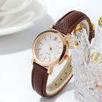 Women's Watch with Faux Leather Strap and Square Dial - Brown White A