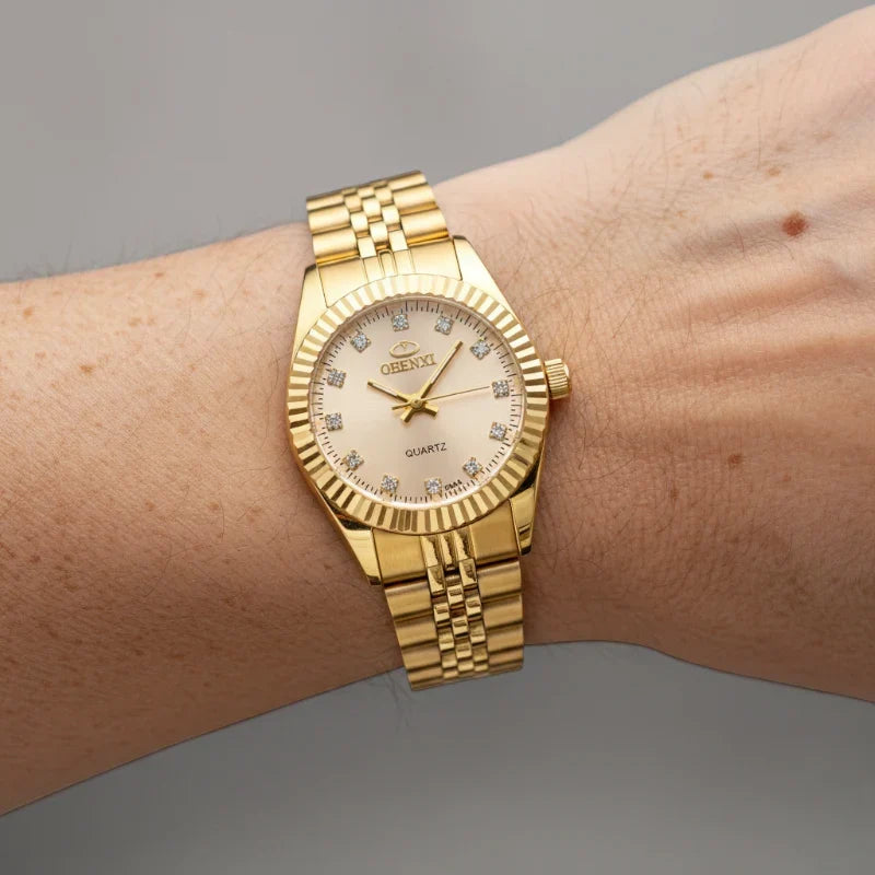 Women's Mini Watch with Zirconia Dial and Steel Strap - 3