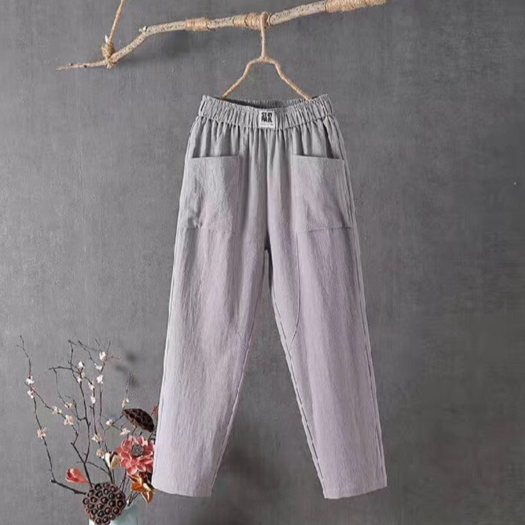 Women's Trousers Elasticated Waist with Relaxed Pull-On Leg - Grey