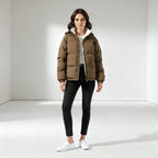 Women's Hooded Puffer Jacket with Fleece Lining - 6