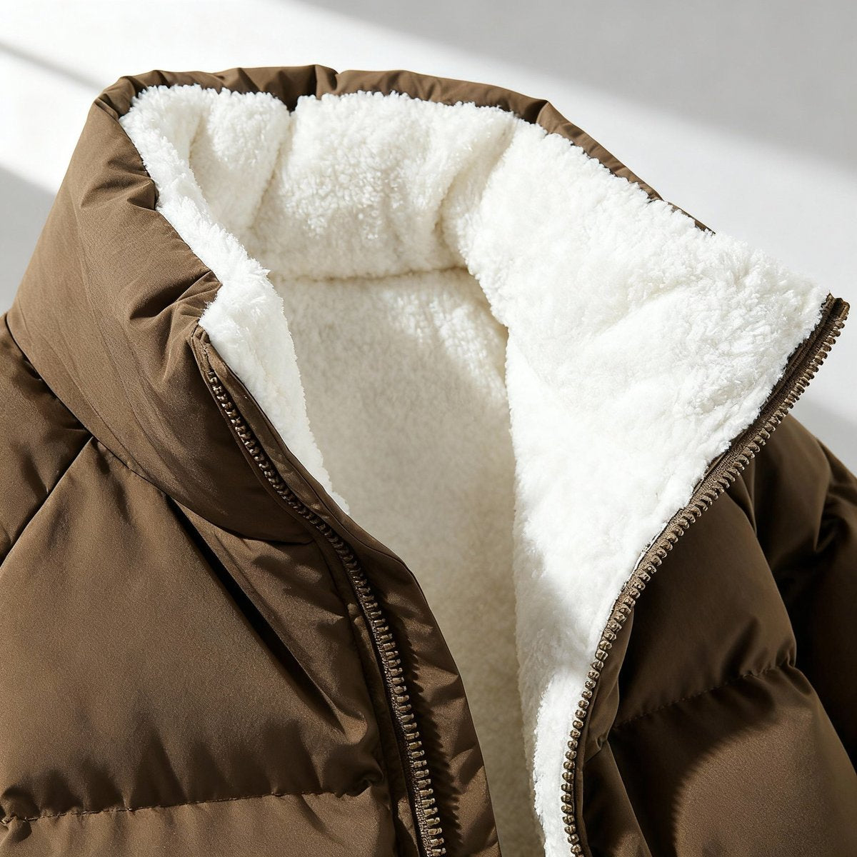 Women's Hooded Puffer Jacket with Fleece Lining - 8