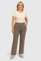 Women's Wide-Leg Trousers with High Waist and Side Pockets - 6