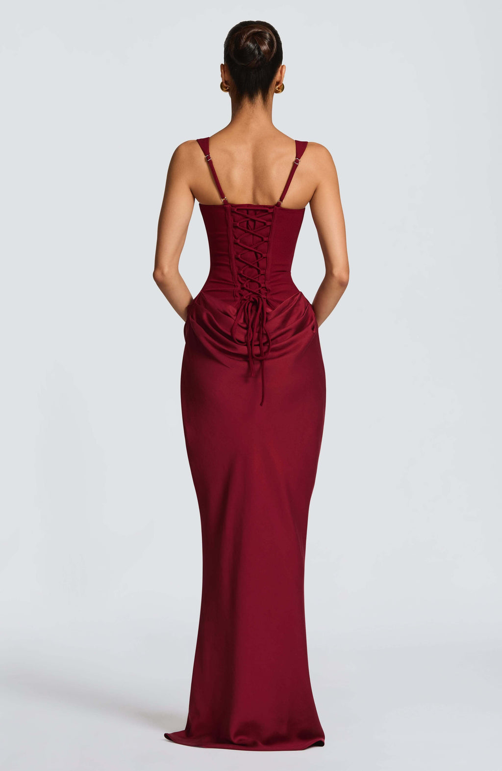 Women's Maxi Dress Ruched Bodycon with Scoop Neck - 6
