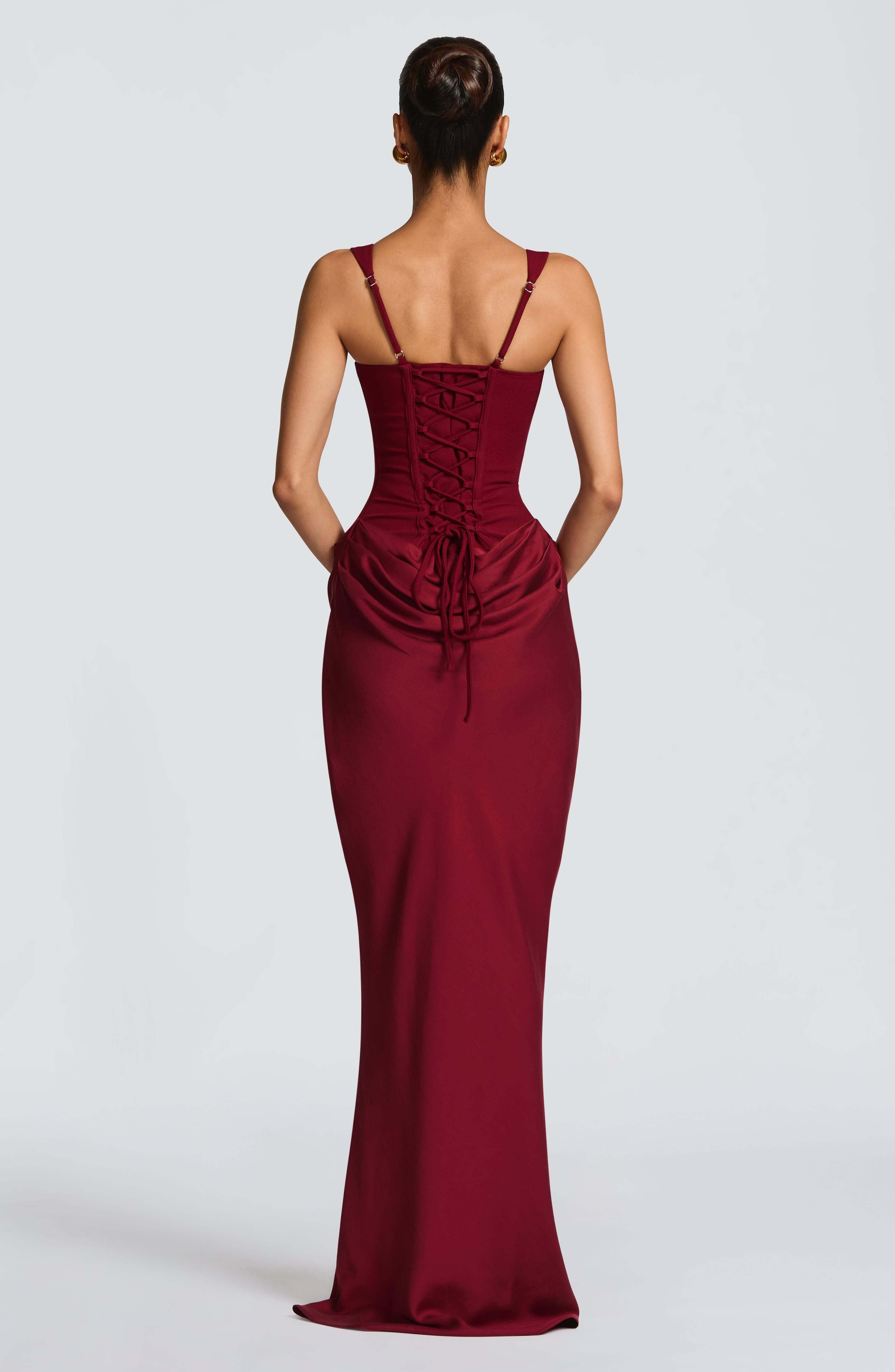 Women's Maxi Dress Ruched Bodycon with Scoop Neck - 6