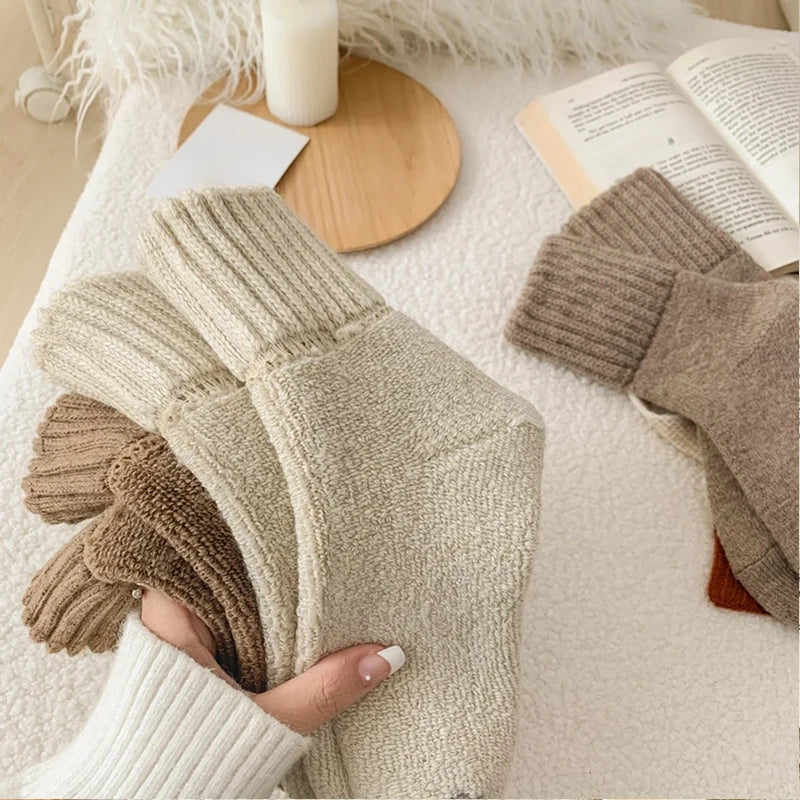 Thick Fleece Lined Socks with Non-Slip Grips Five Pair Pack - 12
