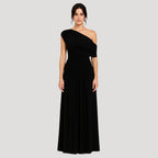 Women's One-Shoulder Maxi Dress with Ruched Bodice - 7