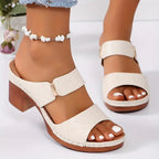 Emma | Women's Orthopaedic Cushioned Block Heel Sandals - White