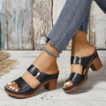 Emma | Women's Orthopaedic Cushioned Block Heel Sandals - Black
