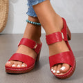 Emma | Women's Orthopaedic Cushioned Block Heel Sandals - Red