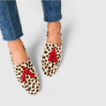 Women's Slip-On Tassel Loafers with Leopard Print - Beige