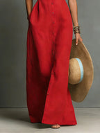 Penelope | Women's Sleeveless Collared Linen Button-Front Maxi Dress - 6