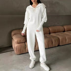 Women's Ribbed Two-Piece Lounge Set with Zip Detail - 8