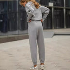 Women's Ribbed Two-Piece Lounge Set with Zip Detail - 7