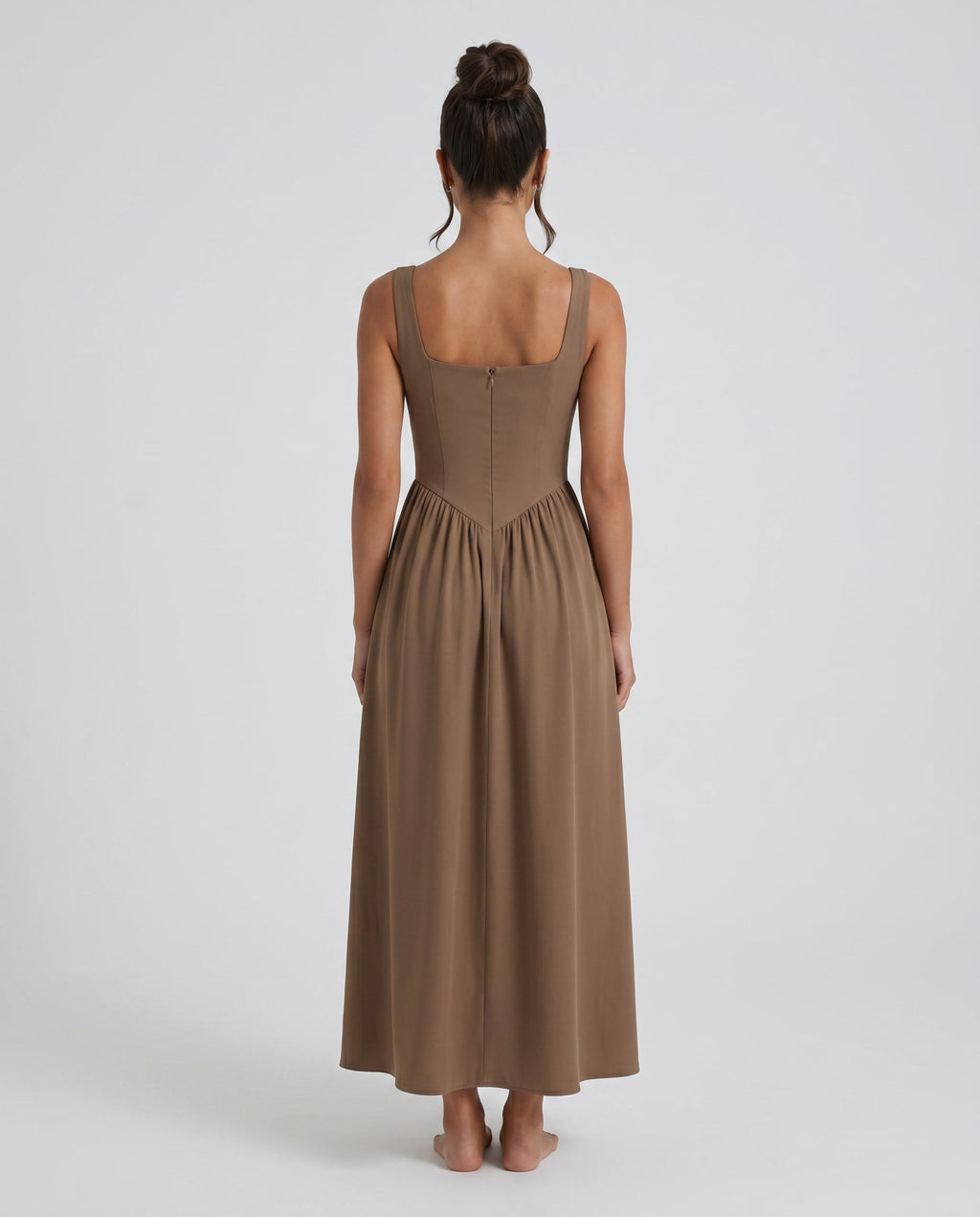 Women's Sleeveless Maxi Dress with Square Neckline and A-Line Skirt - 8