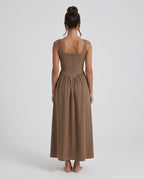 Women's Sleeveless Maxi Dress with Square Neckline and A-Line Skirt - 8