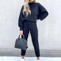 Women's Casual Two-Piece Lounge Set with Joggers - Blue