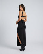Women's Maxi Dress Sleeveless with Open Back and Square Neckline - 3
