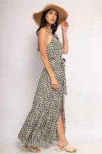 Women's Maxi Dress Sleeveless with V-neck and Tiered Skirt - 3