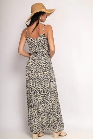 Women's Maxi Dress Sleeveless with V-neck and Tiered Skirt - 4