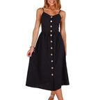 Women's Button-Front Cami Dress with A-Line Skirt - 2