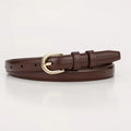 Women's Slim Belt with Gold-Tone Buckle for Jeans - Dark Brown