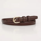 Women's Slim Belt with Gold-Tone Buckle for Jeans - Dark Brown