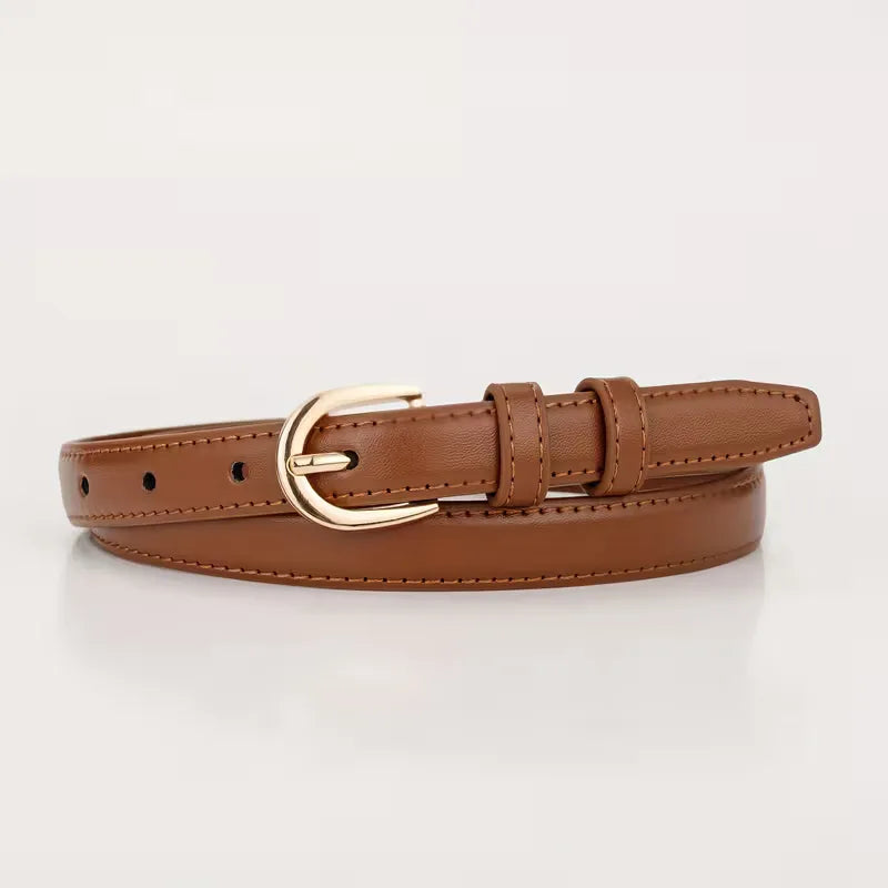 Women's Slim Belt with Gold-Tone Buckle for Jeans - 9