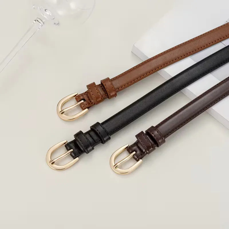 Women's Slim Belt with Gold-Tone Buckle for Jeans - 10