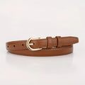 Women's Slim Belt with Gold-Tone Buckle for Jeans - Light Brown