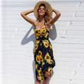 Women's Floral Sundress Spaghetti Strap with Button Front and A-Line Skirt - 2